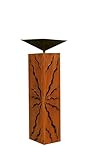 Gartendekoshop24 - Gartendeko Rostsäule ODO aus Metall, Rost, 60 cm, mit Schale...