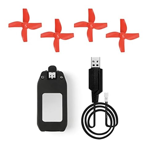 NEHEME Drone Battery Accessories Kit for NH330 Mini Drone, 1Pc 3.7V 300mAh Modular Rechargeable Li-po Battery and 4 Spare Propellers - Red Cover
