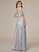 Ever-Pretty Women's Sequin Formal Dress Sparkly V-Neck Short Sleeve A-Line Floor Length Prom Evening Gown Silver US16