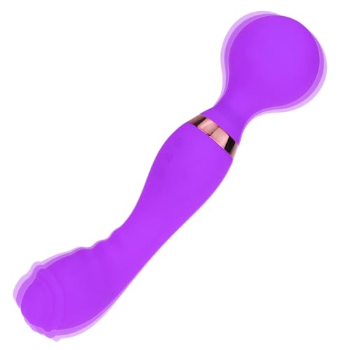 NiuXTool Dual-Head Vibrating Massager - Ergonomic, Skin-Friendly Silicone with Anti-Slip Handle, 20 Vibration Modes, for Full Body Relaxation and Muscle Pain Relief (Purple)
