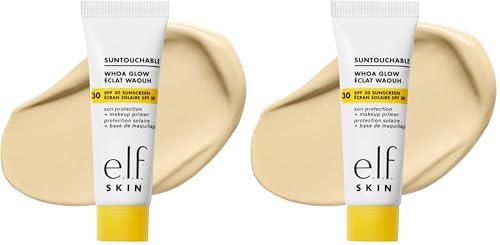 Image of e.l.f. SKIN Suntouchable Whoa Glow SPF 30 Mini, Sunscreen & Makeup Primer For A Glowy Finish, Made With Hyaluronic Acid, Vegan & Cruelty-Free, Sunbeam (Pack of 2)