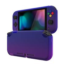 eXtremeRate PlayVital Protective Case for Nintendo Switch Lite, Hard Cover for Nintendo Switch Lite - Screen Protector & Thumb Grips & Buttons Caps Stickers Included - Gradient Translucent Bluebell