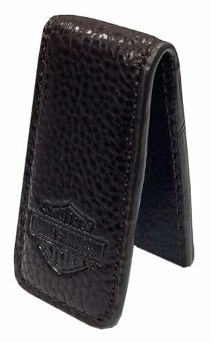 Harley-Davidson Men's Bar & Shield Leather Magnetic Money Clip - Dark Red Brown2