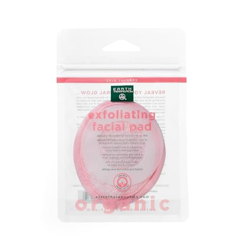 Earth Therapeutics Organic Cotton Exfoliating Facial Pad- Pink
