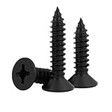 #4 x 1/2' (100 Pack) Flat Head Sheet Metal Screws Phillips Drive Self-Tapping Wood Screws, Black Oxide 304 Stainless Steel Screw (18-8), Corrosion Resistant Screws
