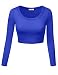 Simlu Womens Crop Top Round Neck Basic Long Sleeve Crop Top with Stretch - USA
