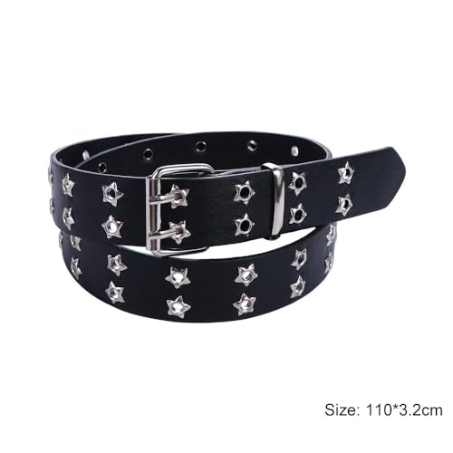 Women Waistband, Double Grommet Star Hole PU Leather Belt, Metal Buckle Belts, Waist Strap Belt Punk Belts for Jeans Dresses2