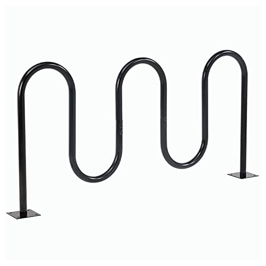Global Industrial 68" L Wave Bike Rack, Fange Mount, 7-Bike Capacity, Powder Coated Steel, Black, Commercial Bike Rack for Stores, Parks, Schools and More