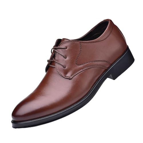 Men's Leather Business lace-up Casual Shoes Oxfords(Brown,10)