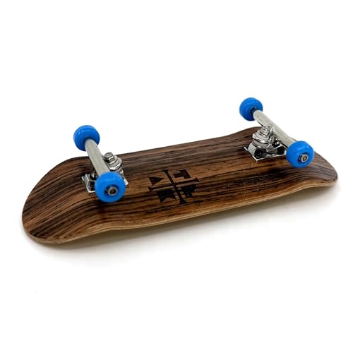 Image of Prolific Complete Fingerboard with Upgraded Components - Pro Board Shape and Size, Pro Wheels, Trucks, and Locknuts - 34mm x 97mm Handmade Wooden Board - Blue Suede Shoes Edition