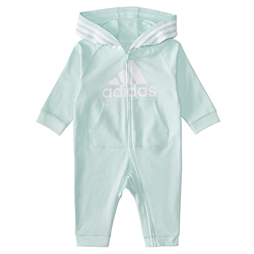 Image of adidas Baby Long Sleeve Hoodie Jumpsuit One-Piece Footless Romper