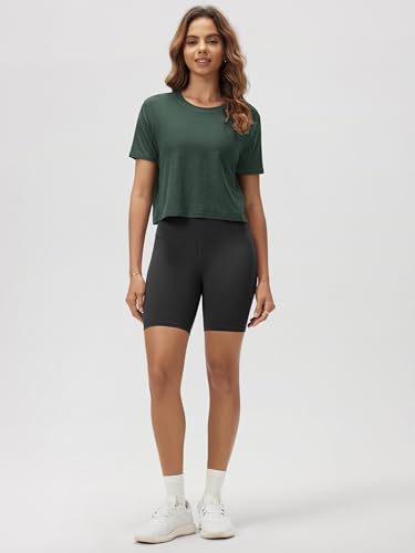 Image of ODODOS Women's Performance Cropped Tee Ultra Soft odSTRATUM Tech Short Sleeve Relaxed Top Crew Neck T-Shirts