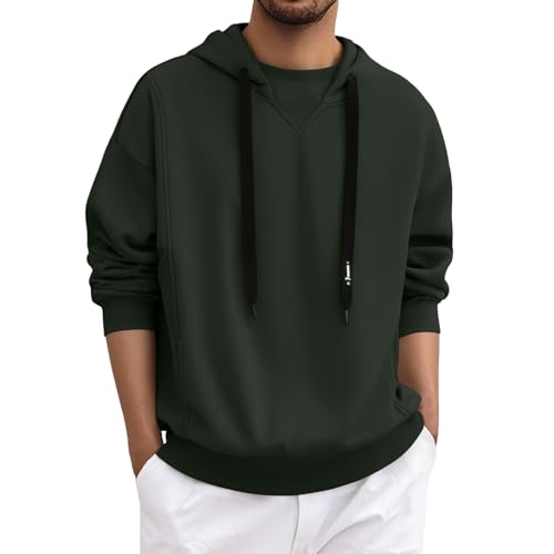 Sweat à capuche vert pour hommes en coton confortable contre le froid de l'hiver