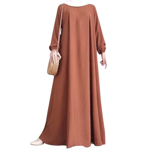 Image of ODIZLI Ramadan Women's Muslim Abaya Prayer Dress Kaftan Dubai Islamic Dress Long Sleeve Stand Collar Zip Up