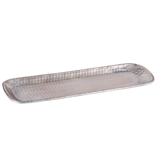 Plateau oriental en aluminium Hedye 30 cm | Plateau à thé marocain couleur argent | Plateau en argent de l'Orient couleur argent | Décoration orientale sur...