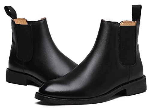 Santimon Mens Black Leather Dress Casual Chelsea Boot Chukka Ankle Boots4