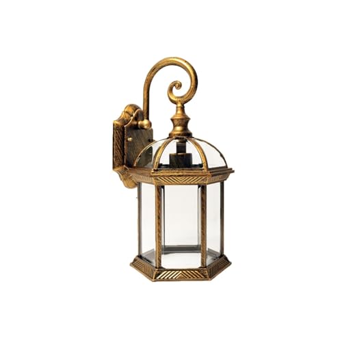 Aplique de pared LED vintage de madera y vidrio para exterior o interior estilo retro industrial 1