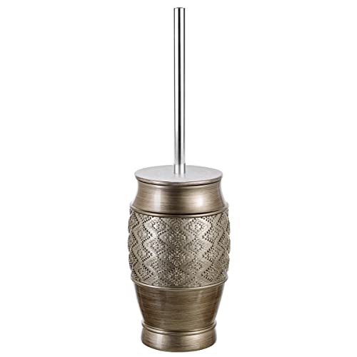 Creative Scents Toilet Brush Set - Toilet Bowl Cleaner Brush And Holder - Decorative Bathroom Cleaner Brush - Space Saving Design Toilet Bowl Scrubber - Brushed Silver Color, Dublin Style #TOP2