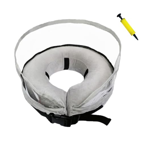 Inflatable Dog Cone Collar, Soft E-Collar, Gray, M