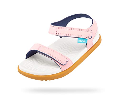Native Shoes Kids Charley Sandal for Toddlers & Little Kids - EVA Upper Outsole, Contoured Toe Bar Water-Friendly Puddle Shoes - Princess Pink/Shell White/Toffee Brown 9 Toddler M
