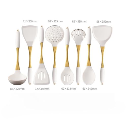 Ustensiles de cuisine en silicone chic et acier doré pour chef - 3