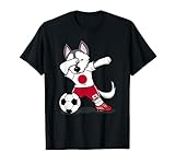 Dabbing Husky Japan Soccer Fans Jersey Japanese Football Art T-Shirt
