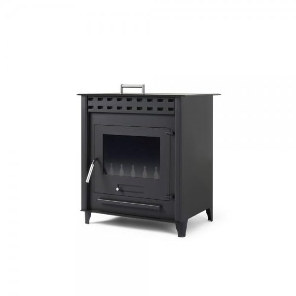 Estufa de leña pequeña modelo B 12.6 Kw | Chimenea rustica de leña | Estufa de leña clásica para salón salida de humos trasera