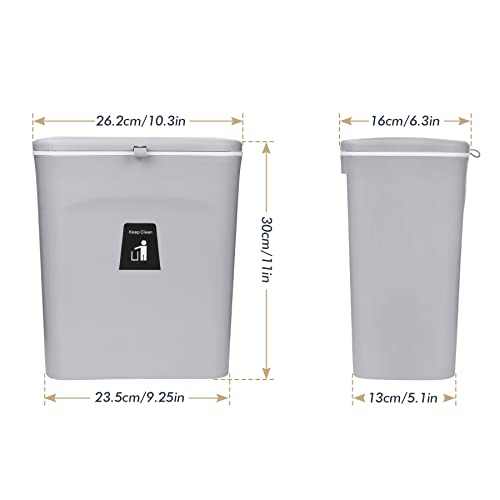 Caneca de basura colgante 2.4 galones con tapa gris miniatura 5