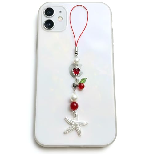 Image of SNOWY SHOP Korean Silver Bow Phone Charm - Cute Heart & Starfish Pendant | Aesthetic Korean Mobile Chain, Bag Hanging & Keychain Jewelry for Girls & Women