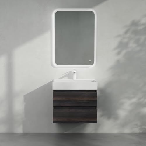 doporro Mobile Bagno Sospeso 60x38x56cm, Mobiletto per Bagno con 2 Cassetti,Seria Verona