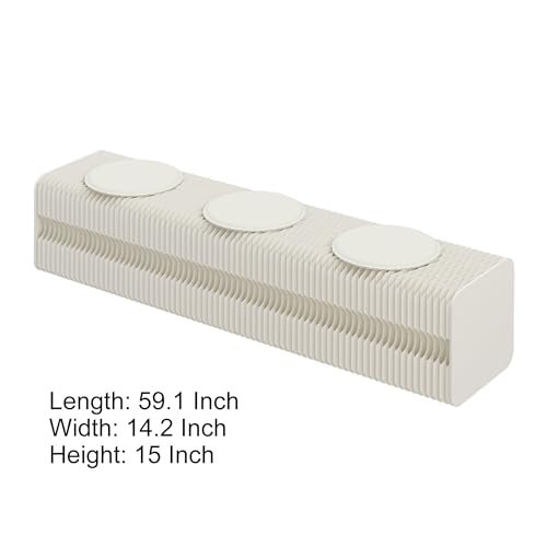 Image of Kraft Paper Rectangle Ottoman - Folding Bench Rest for Bedroom & Entryway, Collapsible Stool with Pad, Portable Stool & Square Ottoman for Living Room Decor, Space-Saving Footrest, White, 3 Seats