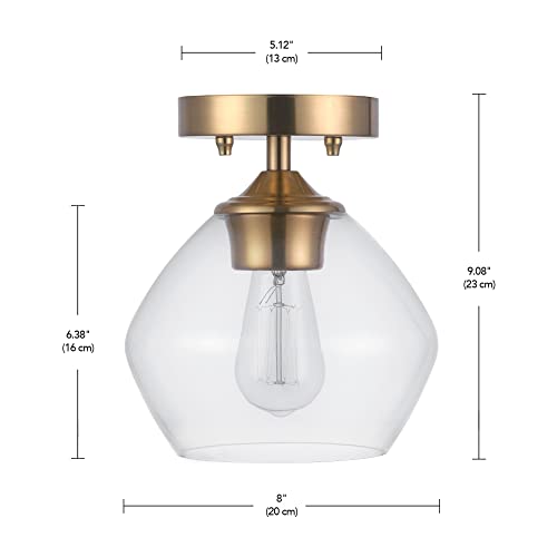 Globe Electric 65693 Harrow 1-Light Semi-Flush Mount Ceiling Lighting, Matte Brass, Clear Glass Shade by Globe Electric - Image 8
