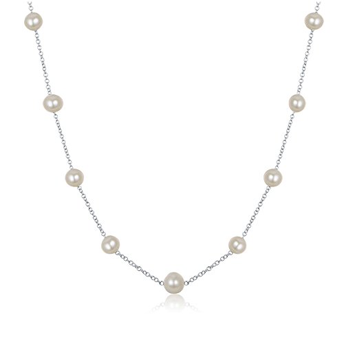 JFUME Femme Collier de Perles d'eau Douce Collier en Argent 925 45cm et chaîne d'extension 5cm Ajustable Cover
