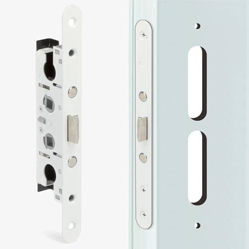 2 Point Bolt Mortise Lock Replacement Fits for Pella Storm Doors ONLY 2-1/2 Handle PZ 7/8 Backset 7-1/4 Faceplate Screw Hole Centers Bolts Spaced at 2-1/2 Non-Handed White