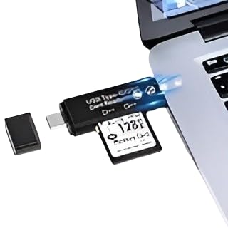 USB Type-C Memory Card Reader, SD and Micro SD Card Adapter, Dual Port USB Connector, Black-picture-32