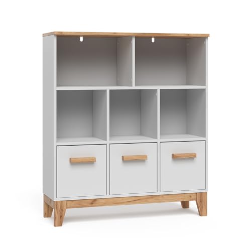 VitaliSpa Étagère pour Enfants Malia, Blanc/Artisan, 98.4x113.4cm