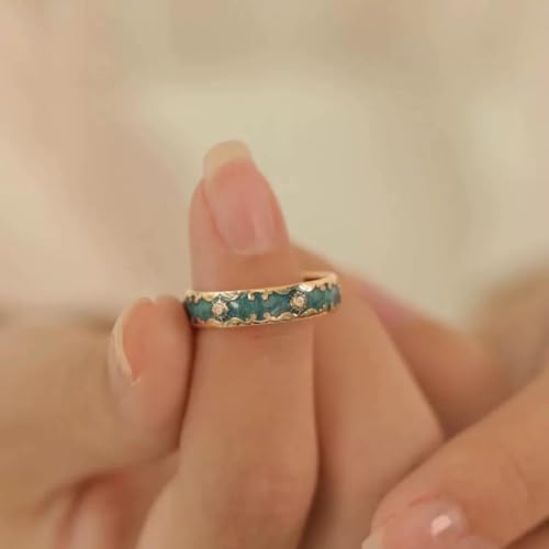 Image of Lishanti Stackable Enamel Rings for Women - Adjustable Copper Rings with Rhodium Plating, Fashion Jewelry for Parties, Weddings, and Gifts