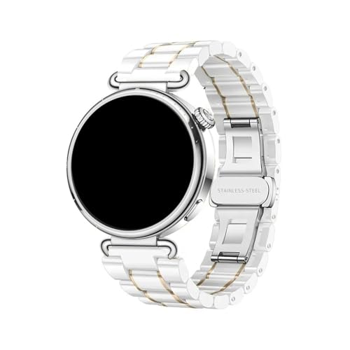 [PLYYQZM] Hua wei �ɍ��� Watch 5 GT5Pro 42mm GT6 41mm�p 18mm �Z���~�b�N+���^���X�g���b�v, GT5 GT4 �ɍ��� �p �����p���X�g�o���h�ɓK��(T White gold,For GT5 41mm)