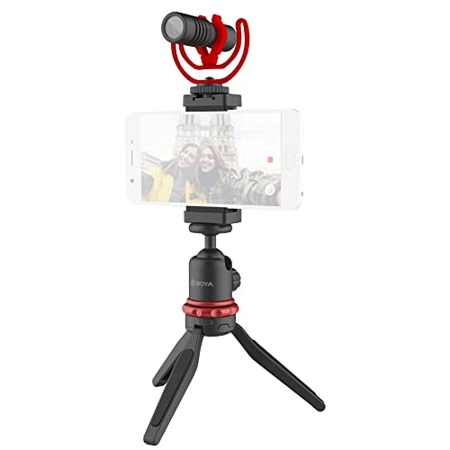 BOYA Vlogging Kit - Video Wi-Fi Microphone, Mini Tripod with Extension Handle, Cold Shoe Mount, Windshield - Vlogger Starter Kit - Youtuber Kit (BY-VG330)