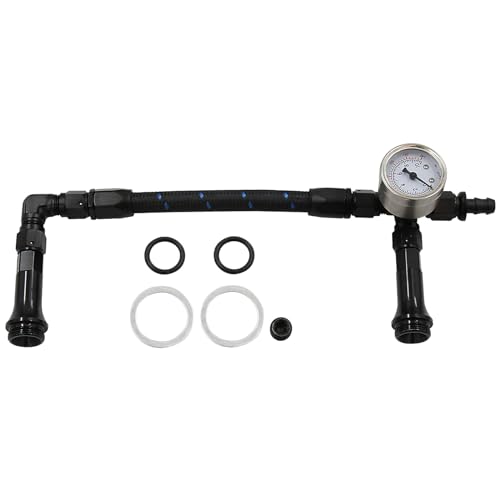 LVOUP 4150 Carburetor Fuel Line Kit AN6 Dual Feed Fuel Line with Pressure Gauge for Holley Black with Pattern