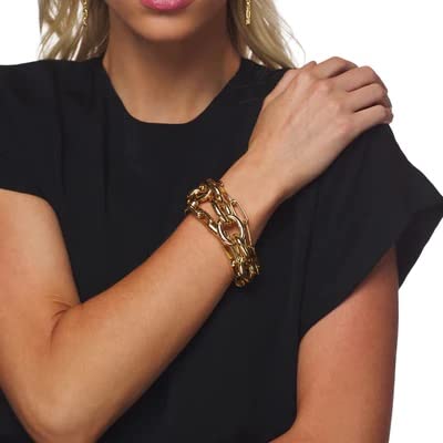 Kenneth Jay Lane Polished Gold 3-Row Chain Link Necklace or Bracelet2