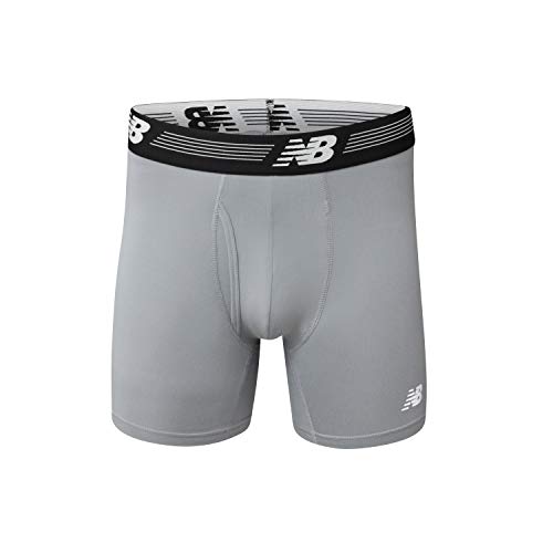 Image of New Balance Men's Performance Boxer Briefs with Fly, Breathable Stretch Underwear, Moisture Wicking, Soft Waistband (3 Pack)