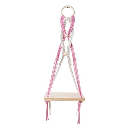 Generic マクラーム壁掛け棚 ボヘミアン風フローティングシェルフ ? 綿ロープと木製素材で植物や本のディスプレイに最適 (a)