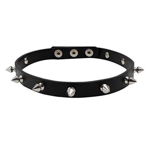 Leather Studded Bracelet Choker Punk Spike Rivet Cuff Metal Black Wristband #TOP1