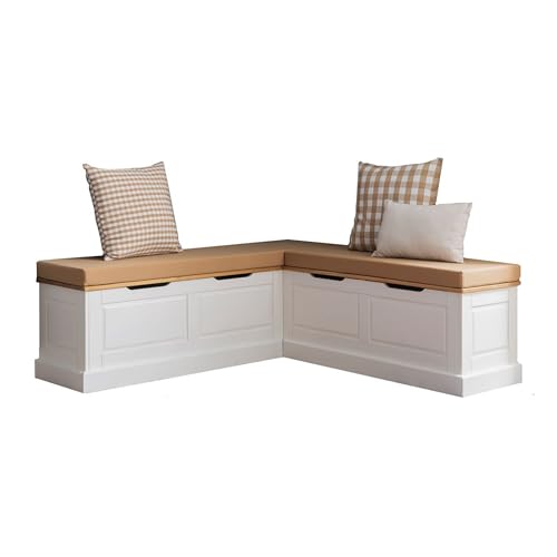 Tobin Natural & White Dining Nook with Hidden Storage Spaces