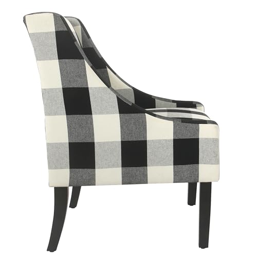 Image of HomePop Swoop Arm Accent Chair - Black Plaid