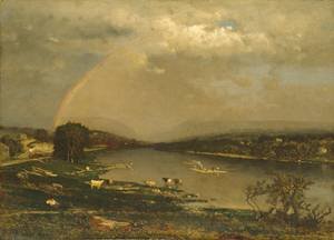 Peinture à l'huile Delaware Water Gap George Inness tableau grand salon chic