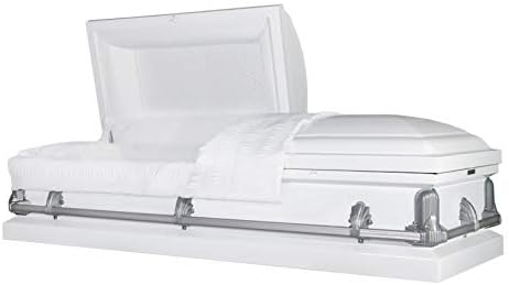 Titan Casket Andover Series Steel Casket (White and Gray) Handcrafted Funeral Casket - White and Gray Finish with White Crepe Interior