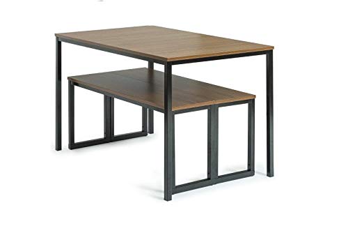 Zinus 48 Inch Louis Metal Frame Dining Table with Benches, 3 Piece Dining Set, Easy Assembly, Brown