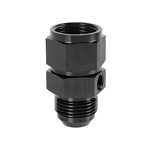 6An Male Flare To -6 Female Swivel With 1/8 Npt Gauge Port Fuel Pressure Gauge Take Off Fitting Adapter, Aluminum Black. #TOP2